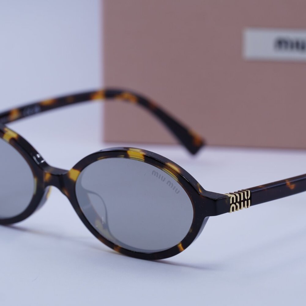 Miu Miu MU04ZSF VAU07F Oval Sunglasses – Honey Havana - Picture 9 of 10